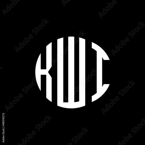 KWI letter logo design. KWI modern letter logo with black background. KWI creative  letter logo. simple and modern letter KWI logo template, KWI circle letter logo design with circle shape.  photo