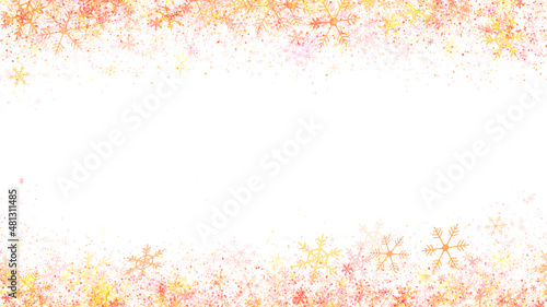 Fluffy snowflake frame background