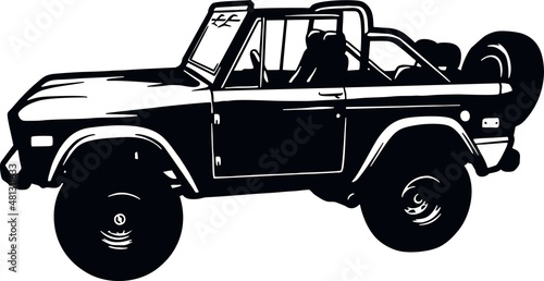 Classic Truck, Muscle car, Classic car, Stencil, Silhouette, Vector Clip Art - Truck 4x4 Off Road - Offroad car for tshirt and emblem