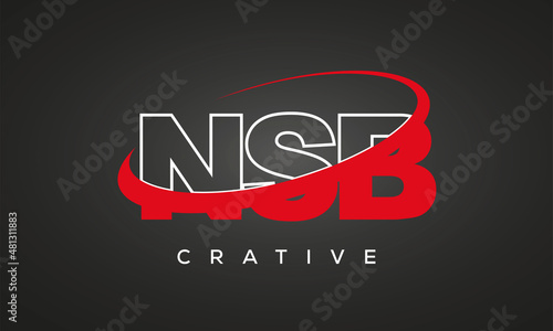 NSB creative letters logo with 360 symbol vector art template design photo