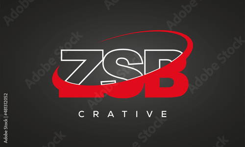 ZSB creative letters logo with 360 symbol vector art template design photo