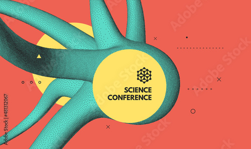 Science conference. Tantacles with dynamic effect. Futuristic technology style. 3D vector illustration for online courses, master class, seminar, presentation, webinar or lecture.
