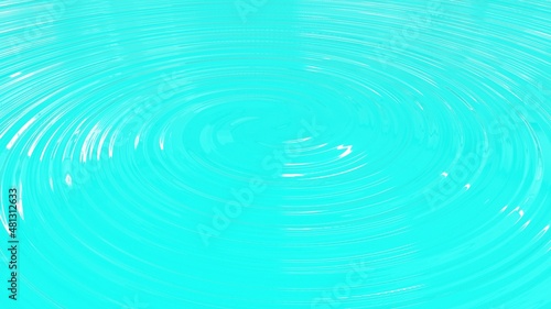 Turquoise surface with white highlights and circles on the water. Beautiful turquoise background. A liquid surface with a whirlpool. 