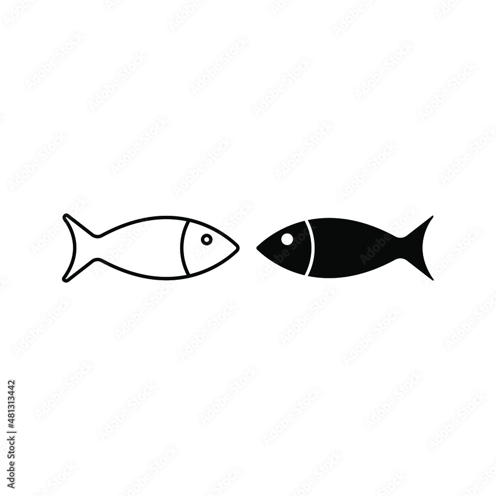 Fish Icon, isolated. Flat design, color editable Fish Icon, isolated. Flat design, color editable
