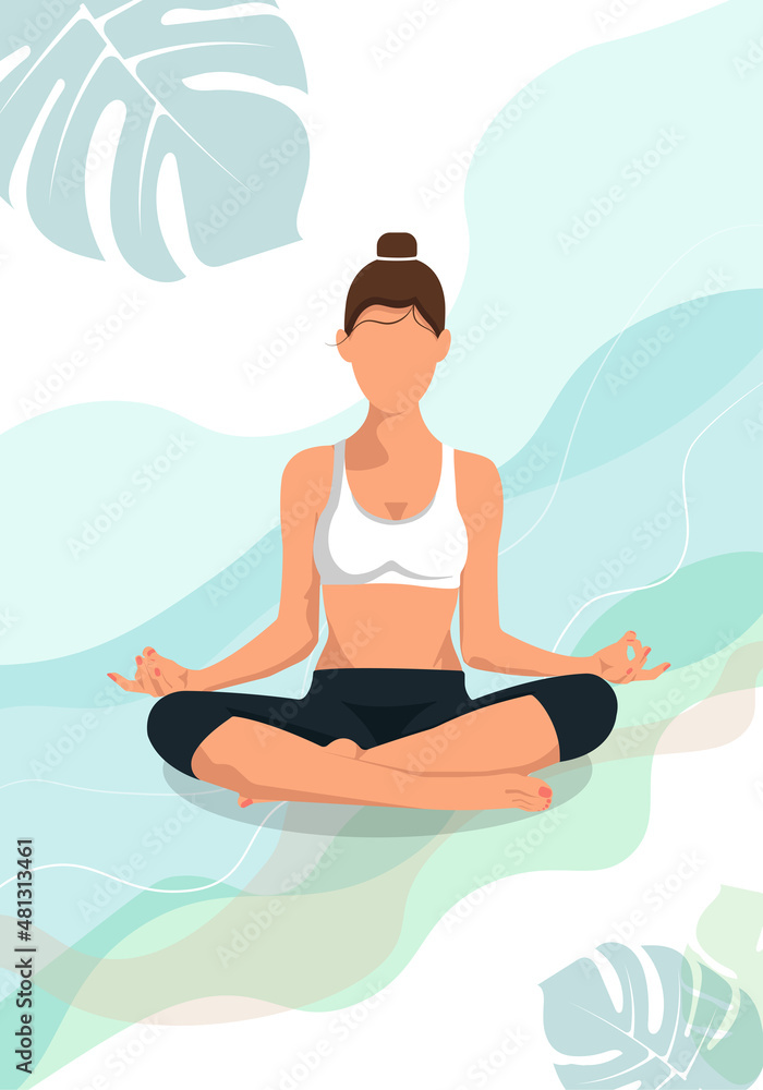 a girl in the faceless style. yoga in the lotus position