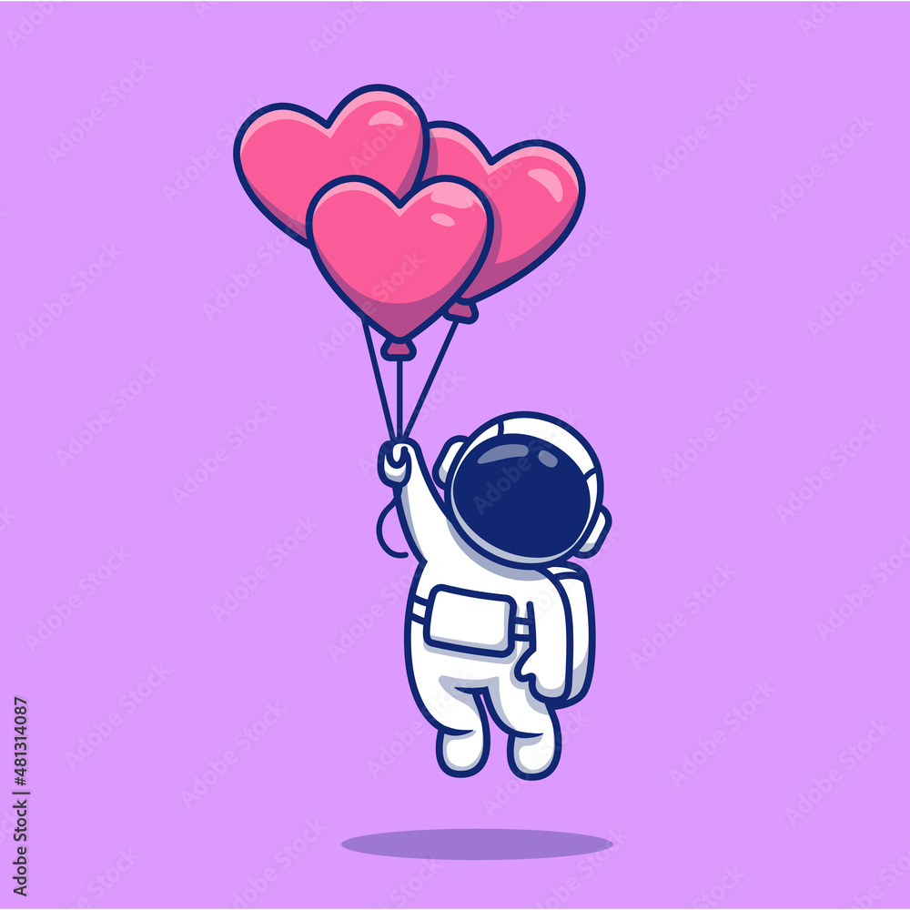 Cute Astronaut Floating With Love Balloons Cartoon Vector Icon  Illustration. Science Technology Icon Concept Isolated Premium Vector. Flat  Cartoon Style Stock Vector | Adobe Stock