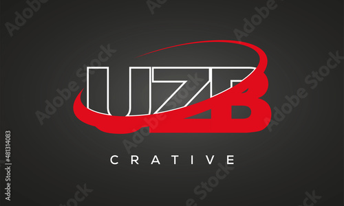 UZB creative letters logo with 360 symbol vector art template design photo