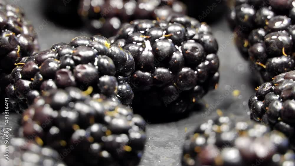 Fresh blackberries rotation background. Close up Fresh blackberries rotation background. Close up