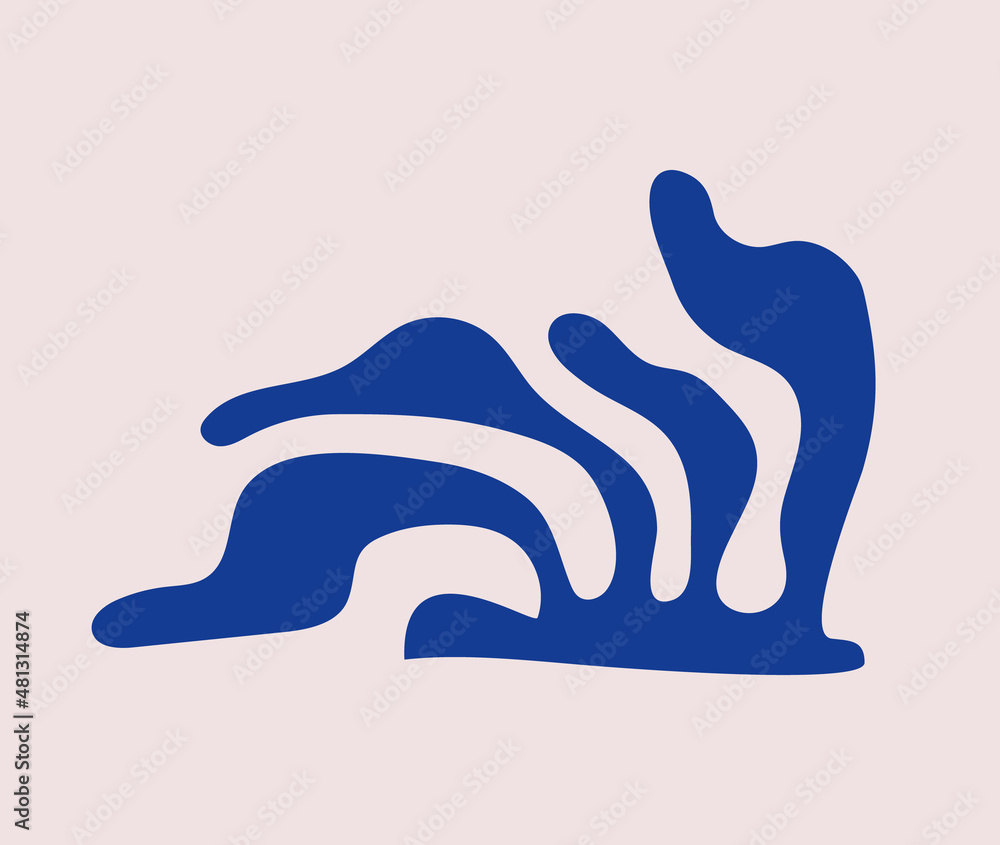 Abstract seaweed silhouette cut out. Flat vector illustration of organic plant in collage technique isolated. Inspired by Henri Matisse.