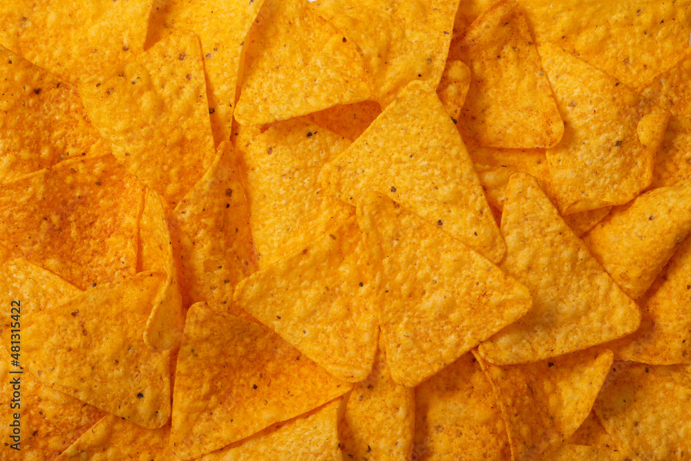 Full frame food background of corn chips, top view Full frame food background of corn chips, top view