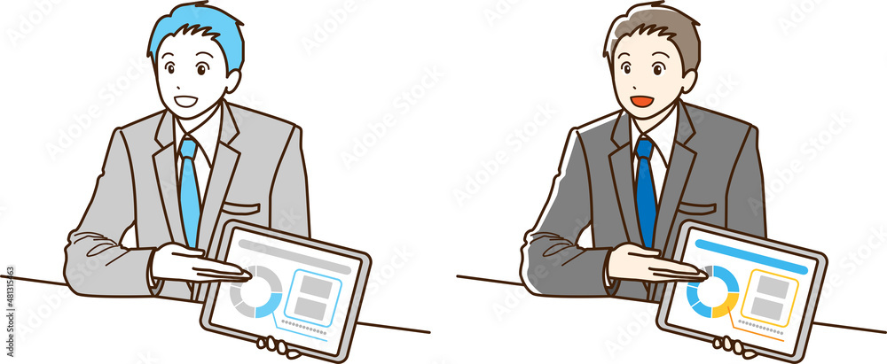 資料説明をしている営業マン