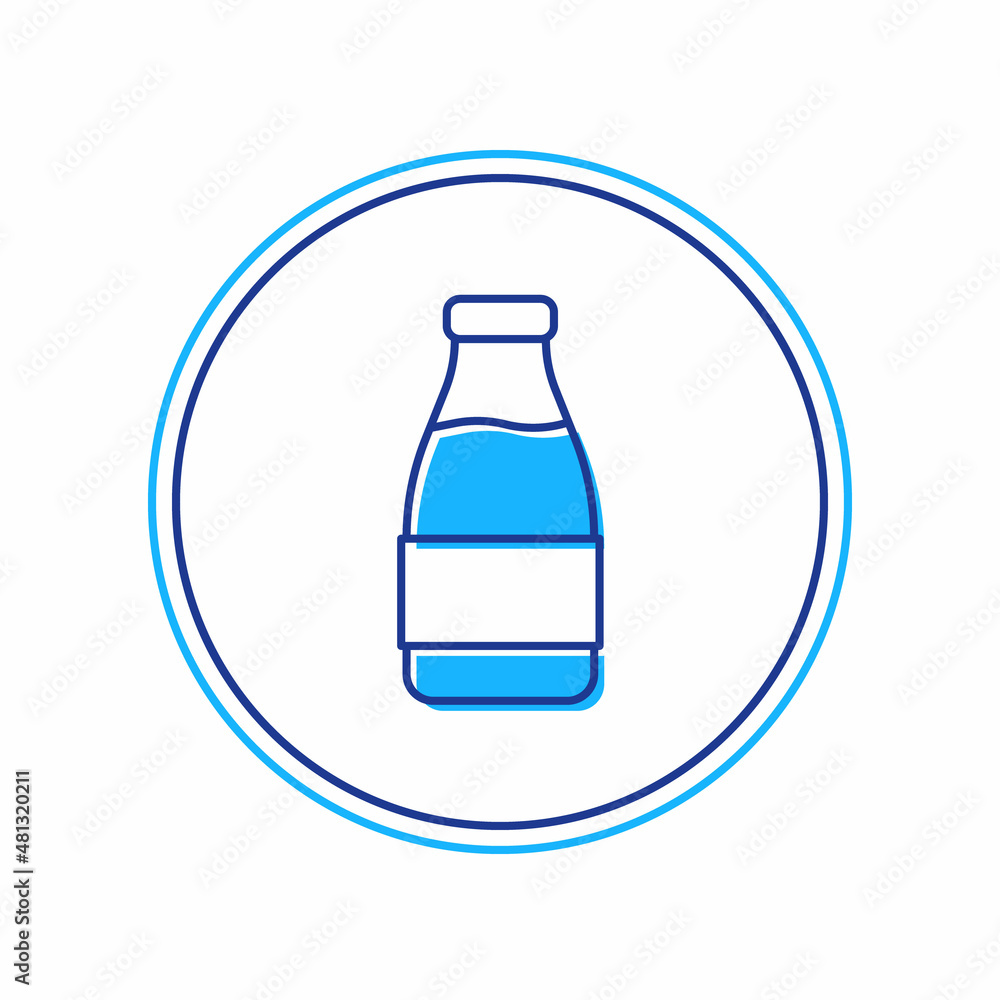 Filled outline Closed glass bottle with milk icon isolated on white background. Vector Filled outline Closed glass bottle with milk icon isolated on white background. Vector