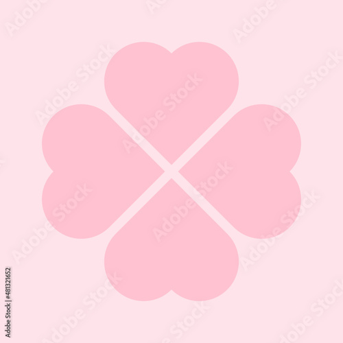 Vector flat style illustration of St. Patrick's day pink lucky clover heart shaped leaf isolated