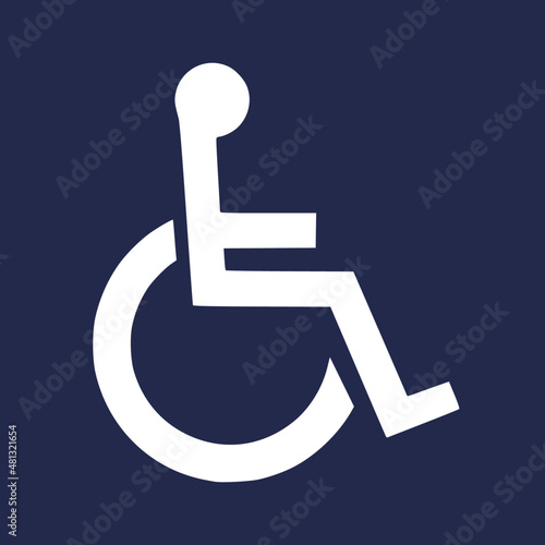 High quality vector illustration of the man on wheelchair (white on blue) handicapped symbol - Official international version