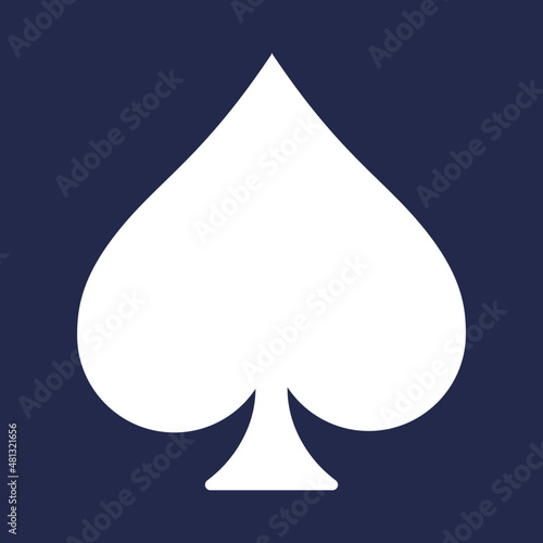 Vector high quality illustration of the french playing cards suit of Spade white symbol isolated on dark background