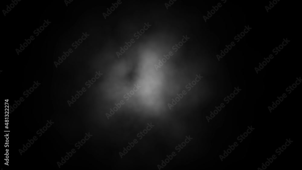 A cloud of smoke in the center of the frame on a black background A cloud of smoke in the center of the frame on a black background