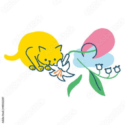 猫と倒れた花瓶