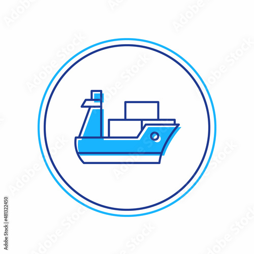 Filled outline Cargo ship icon isolated on white background. Vector