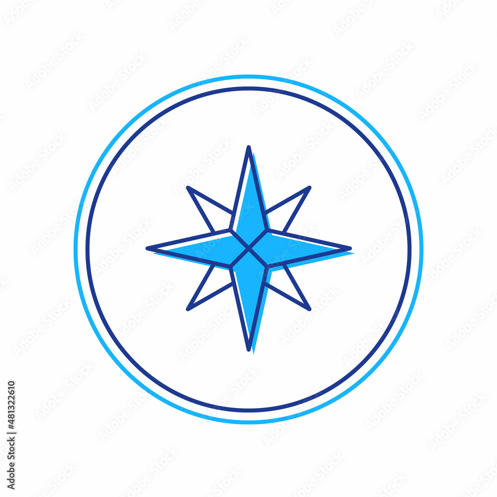 Filled outline Wind rose icon isolated on white background. Compass icon for travel. Navigation design. Vector Filled outline Wind rose icon isolated on white background. Compass icon for travel. Navigation design. Vector