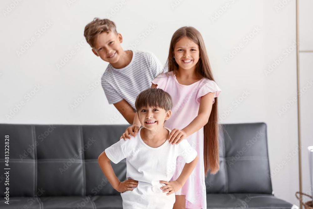 Portrait of cute funny children at home Portrait of cute funny children at home