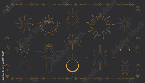 minimalism point symbols. to design an astrologer's blog or tarot cards