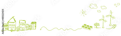 erneuerbare Energie Grün Band Banner Welle Kabel Strom