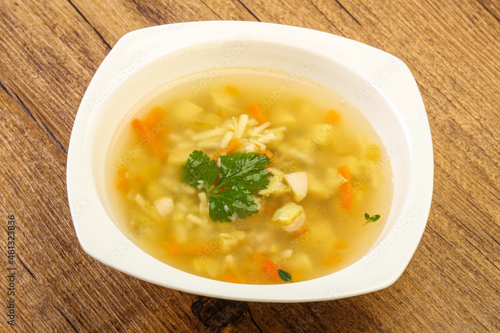 Tasty chicken soup with carrot Tasty chicken soup with carrot
