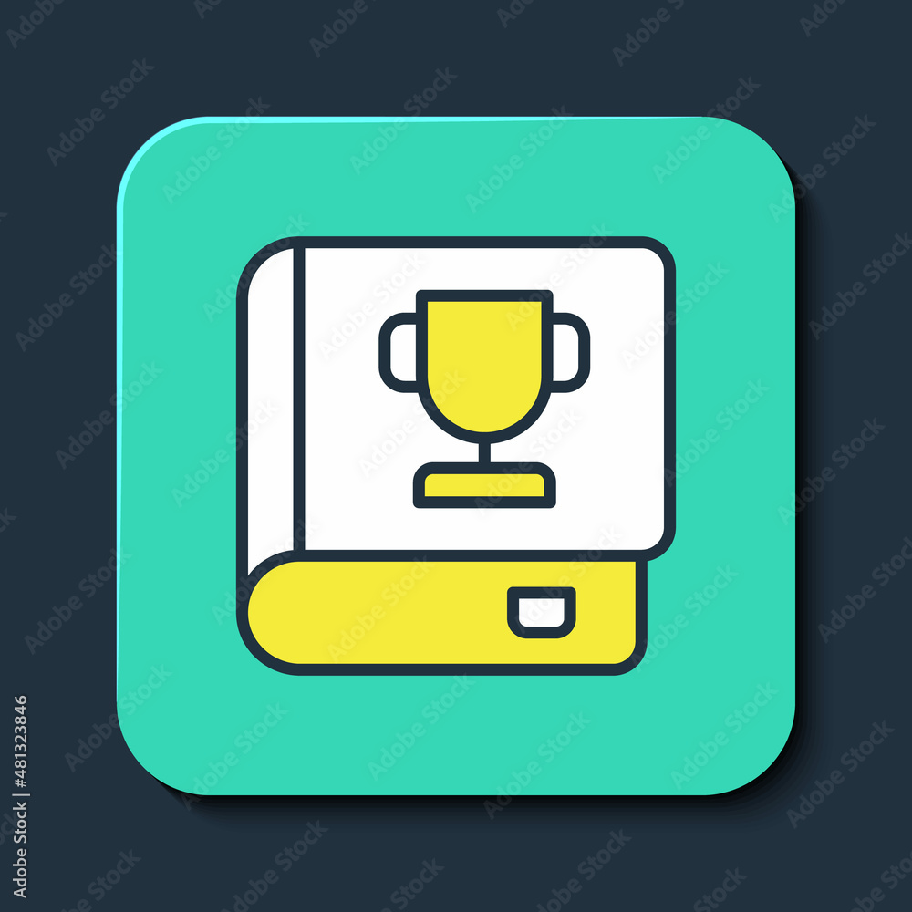 Filled outline Book icon isolated on blue background. Turquoise square button. Vector Filled outline Book icon isolated on blue background. Turquoise square button. Vector