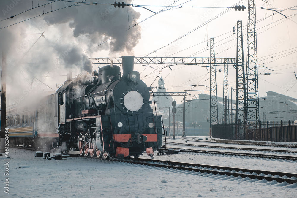 old retro steam train close up old retro steam train close up
