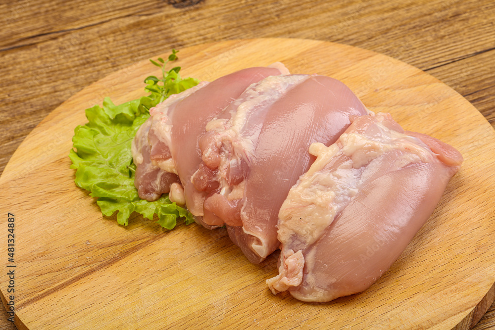 Raw chicken boneless and skinless leg Raw chicken boneless and skinless leg
