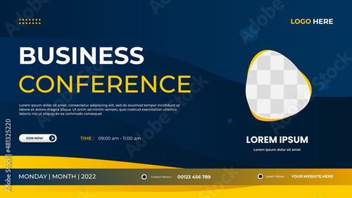 Business conference website banner template with liquid frame