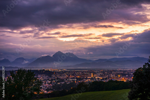 Salzburg sunset city view, Austria