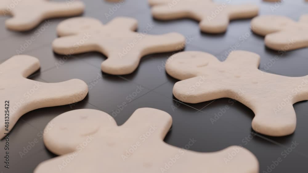 Homemade gingerbread cookies are baked in the oven. Homemade gingerbread cookies are baked in the oven.