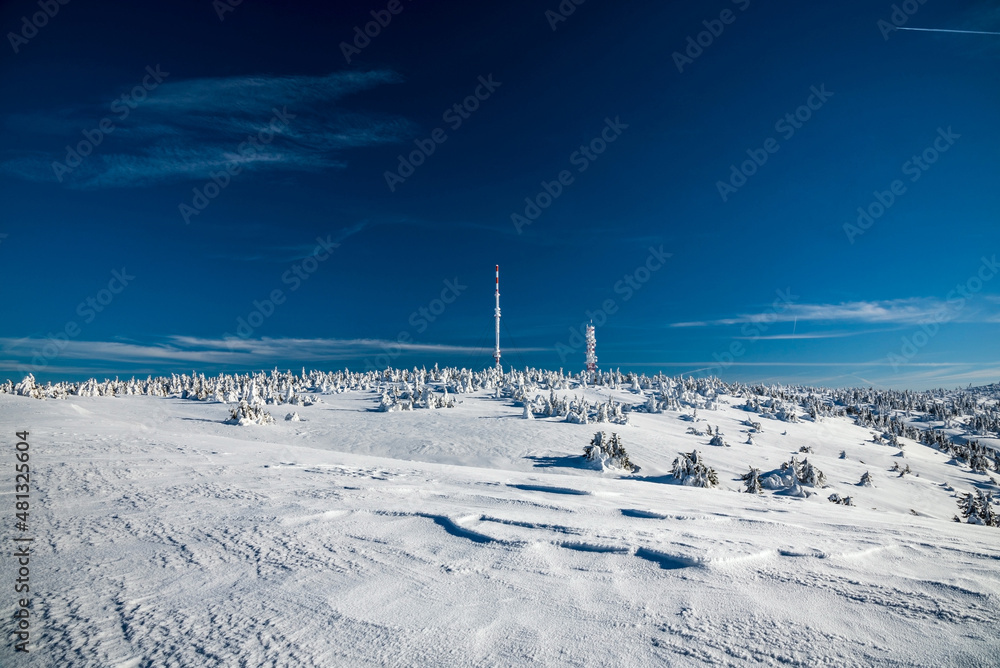 Krizava hill in winter Mala Fatra mountains in Slovakia