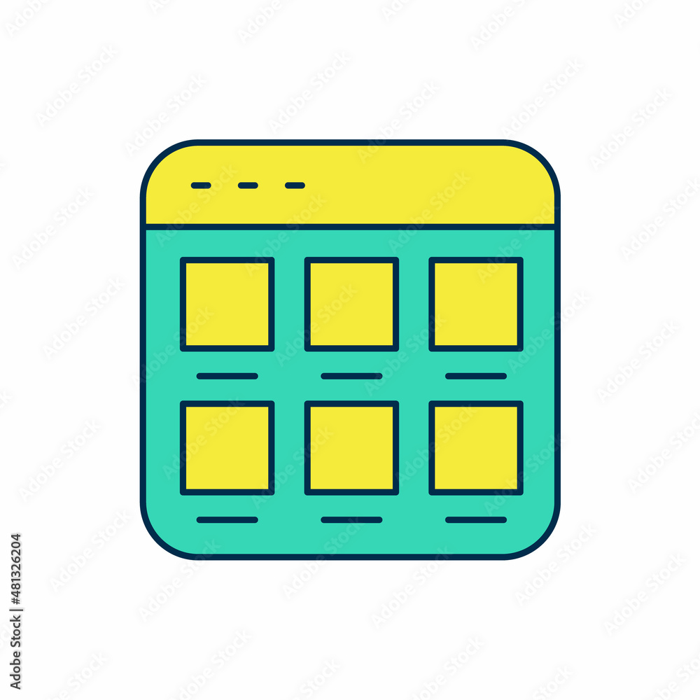 Filled outline Online shopping on screen icon isolated on white background. Concept e-commerce, e-business, online business marketing. Vector Filled outline Online shopping on screen icon isolated on white background. Concept e-commerce, e-business, online business marketing. Vector