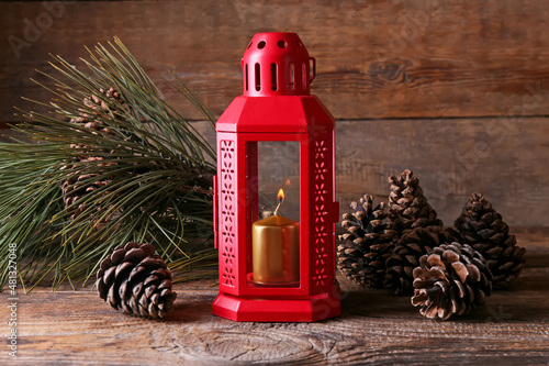Red christmas lantern with ...