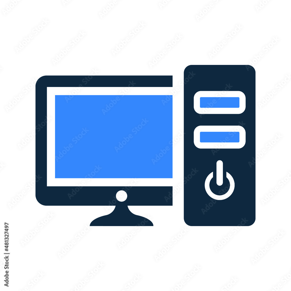 Desktop computer icon. Simple editable vector design isolated on a white background. Desktop computer icon. Simple editable vector design isolated on a white background.