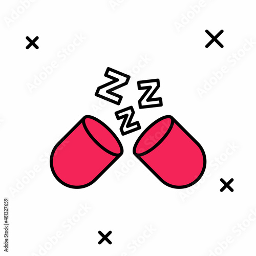 Filled outline Sleeping pill icon isolated on white background. Vector