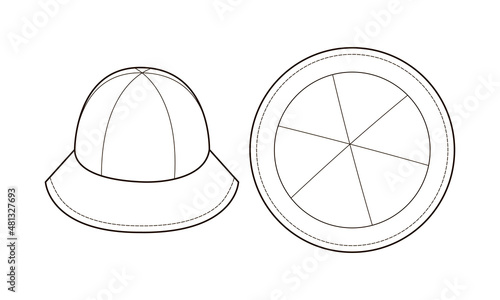 Fashion technical drawing of panama hat