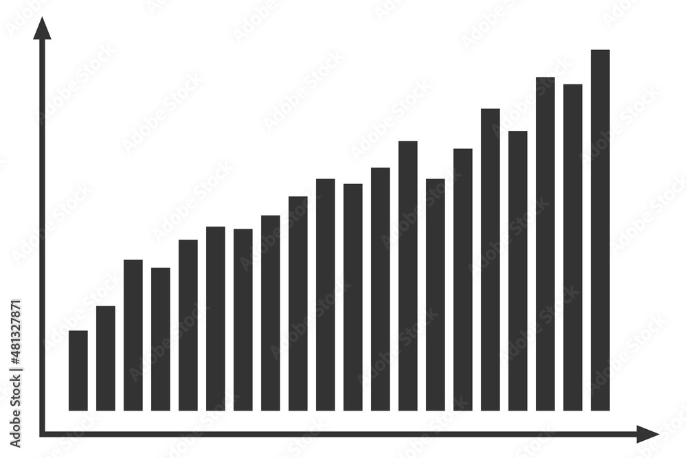 Business graph with increase report. Diagram with rise and gain progress. Vector Business graph with increase report. Diagram with rise and gain progress. Vector
