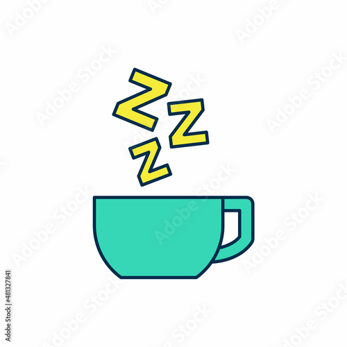 Filled outline Chamomile tea icon isolated on white background. A useful therapeutic drink from flowers of chamomile medicinal. Vector