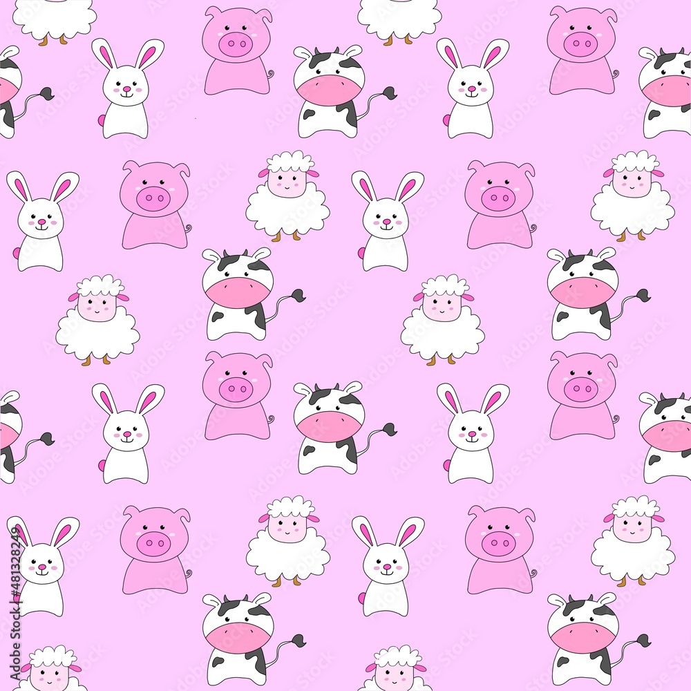 seamless pattern with pigs