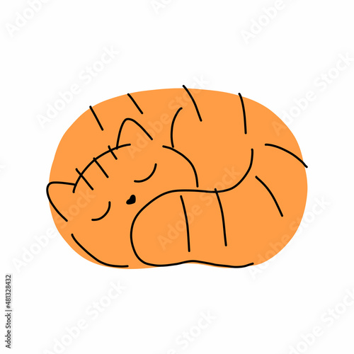 Cartoon cat.  Sleeping pet. Kitty in simple cute style. Vector illustration.