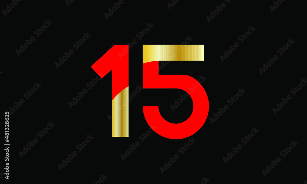 15 Number New Gold Red Elegant Logo 15 Number New Gold Red Elegant Logo