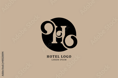 Original letter H in royal style for logotype. Vector sign for logo design. Flat illustration EPS10.
