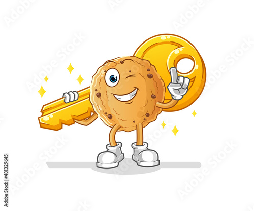 cookie carry the key mascot. cartoon vector