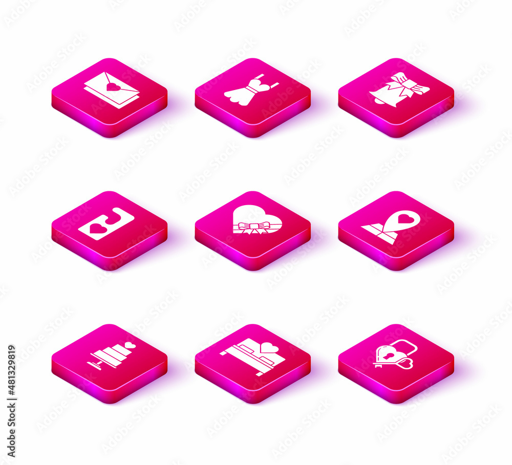 Set Wedding cake with heart, Bedroom, Please do not disturb, Candy shaped box and bow, Castle the of key, Map pointer, Ringing bell and Woman dress icon. Vector Set Wedding cake with heart, Bedroom, Please do not disturb, Candy shaped box and bow, Castle the of key, Map pointer, Ringing bell and Woman dress icon. Vector