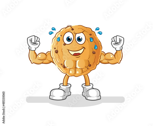 cookie muscular cartoon. cartoon mascot vector