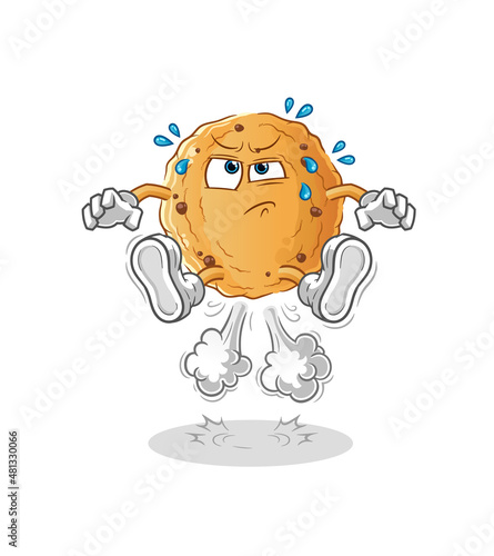cookie fart jumping illustration. character vector
