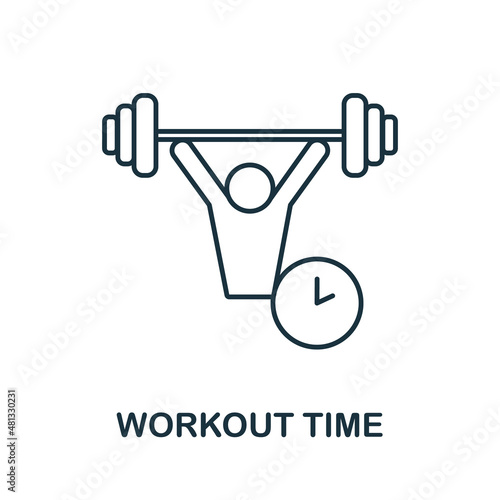 Workout Time icon. Line element from gym collection. Linear Workout Time icon sign for web design, infographics and more.
